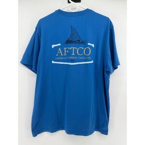 AFTCO Mens Large Blue American Fishing Tackle Co Graphic‎ T Shirt Outdoors